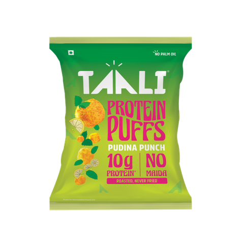Taali Roasted Protein Puffs | Pudina Punch | Protein Rich , No Maida, No Palm Oil | Cheeseballs 2.0 Combo 