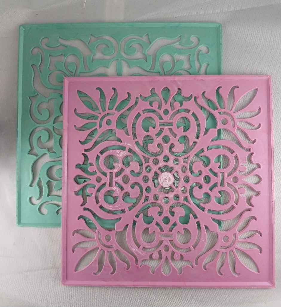 Plastic Rangoli Stencil | Square | Assorted Design |Pack Of 2 | Gullak
