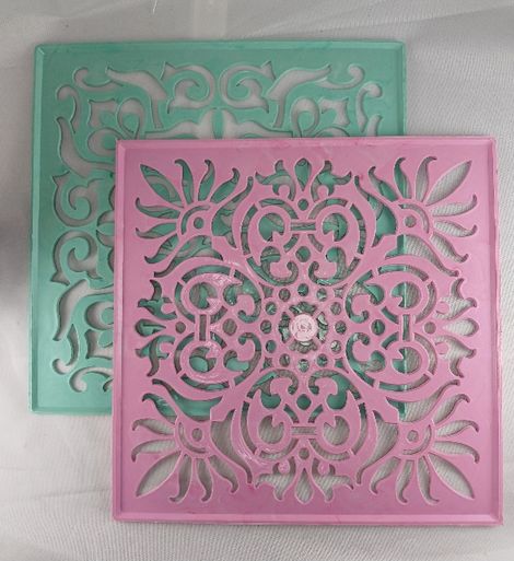 Plastic Rangoli Stencil | Square | Assorted Design |Pack Of 2 | Gullak