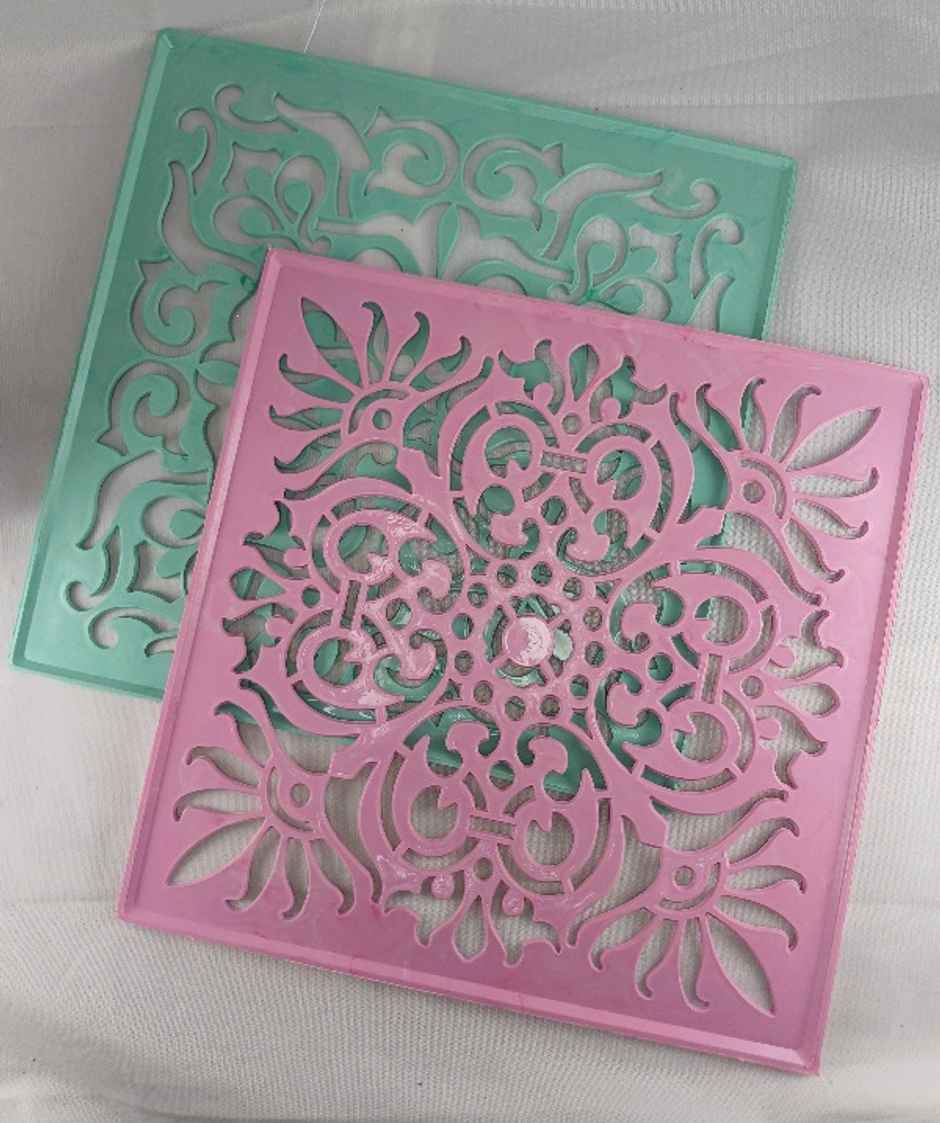Plastic Rangoli Stencil | Square | Assorted Design |Pack Of 2 | Gullak