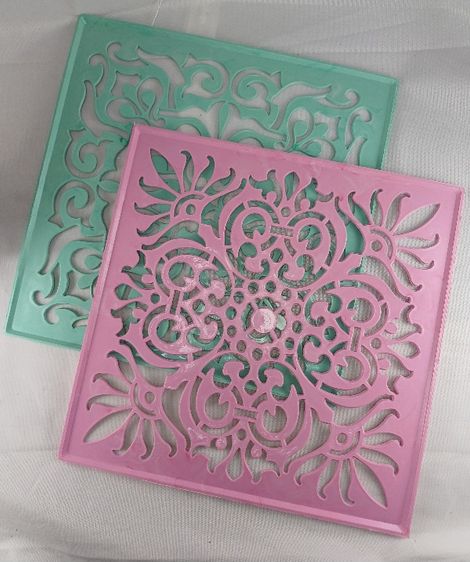 Plastic Rangoli Stencil | Square | Assorted Design |Pack Of 2 | Gullak