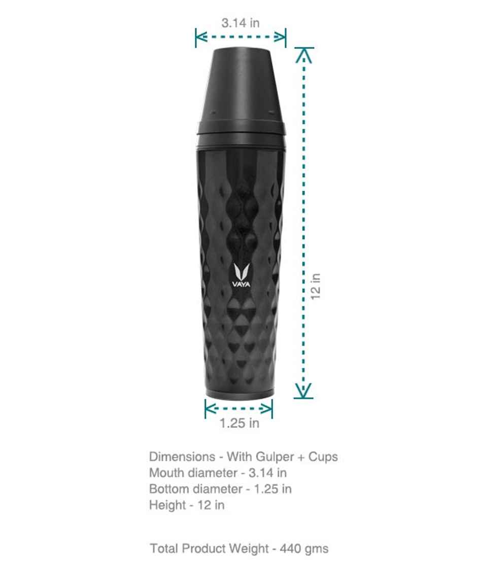 VAYA DRYNK Stainless Steel Water Bottle for Office, 600ml Vacuum Insulated Flask