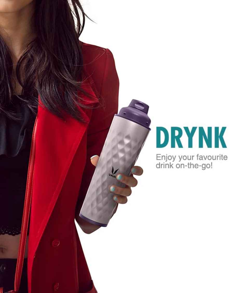 VAYA DRYNK Stainless Steel Water Bottle for Office, 600ml Vacuum Insulated Flask