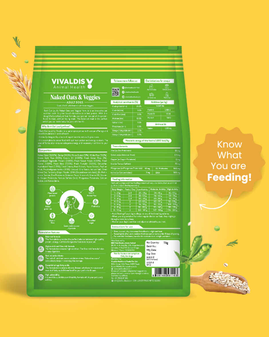Bark Out Loud 100% Veg Dog Food Naked Oats & Veggies | Vegan | Mini Small Breed