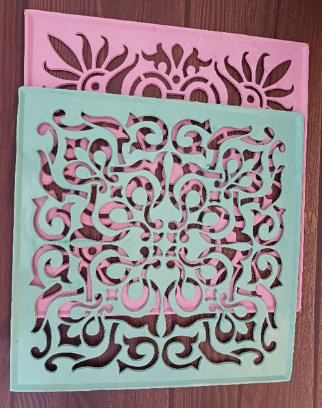 Plastic Rangoli Stencil | Square | Assorted Design |Pack Of 2 | Gullak