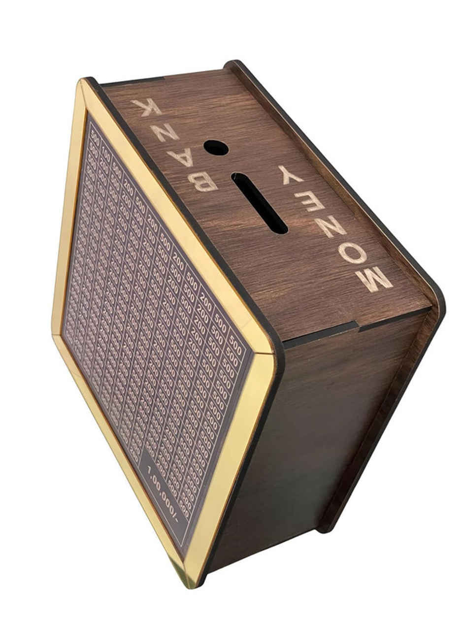 Fablue Wooden Piggy Bank Wooden Coin Box Money Saver for Kids