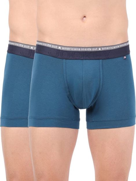 Jockey US60 Men's Super Combed Cotton Elastane Stretch Underwear Solid Trunk-Ultrasoft Waistband | PO2 | M