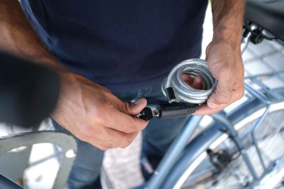 Decathlon | Cycle Cable Lock With Key - Grey