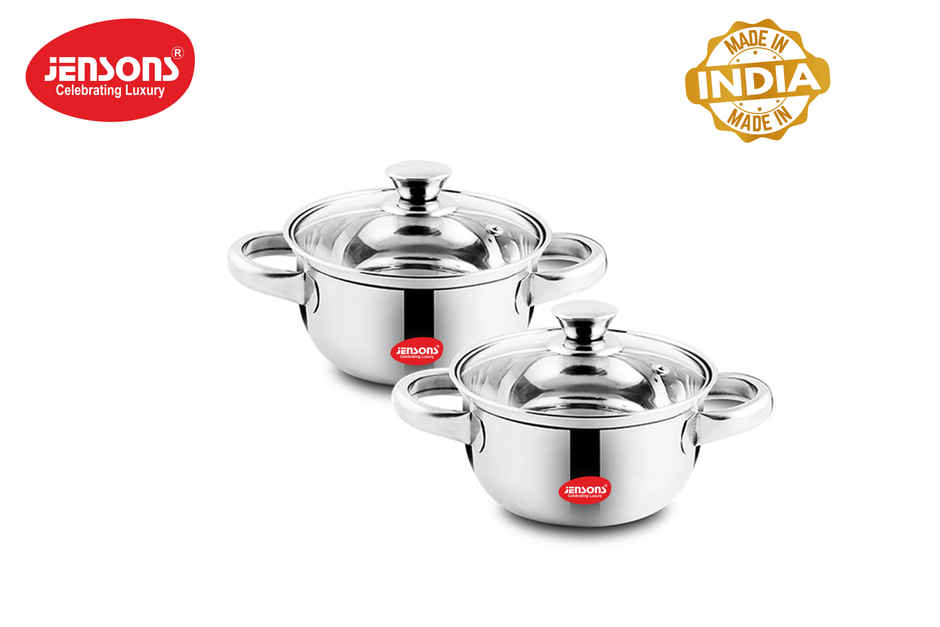 Jensons Stainless Steel cook and serve Handi | 1.1 L each Induction Compatible