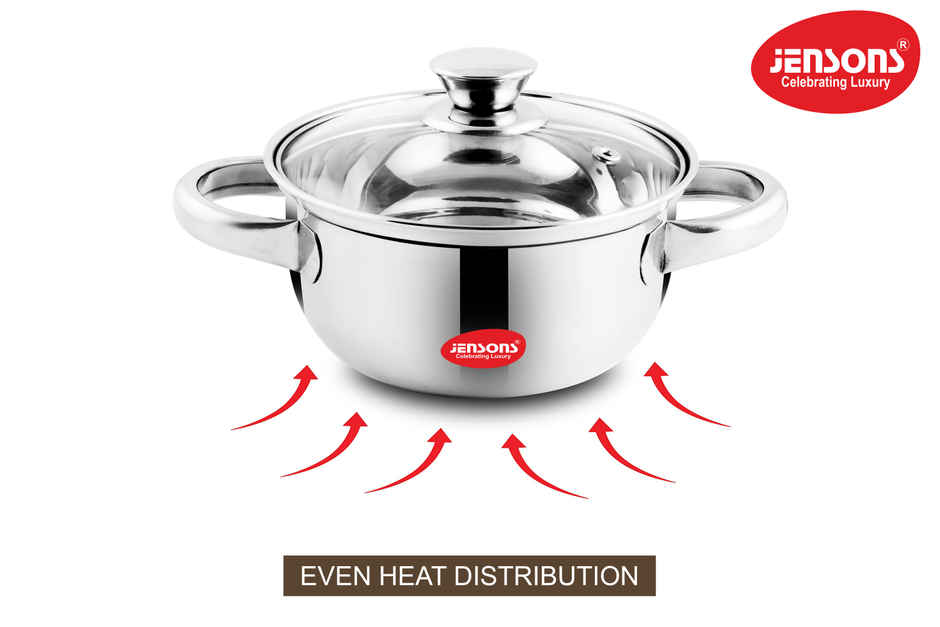 Jensons Stainless Steel cook and serve Handi | 1.1 L each Induction Compatible