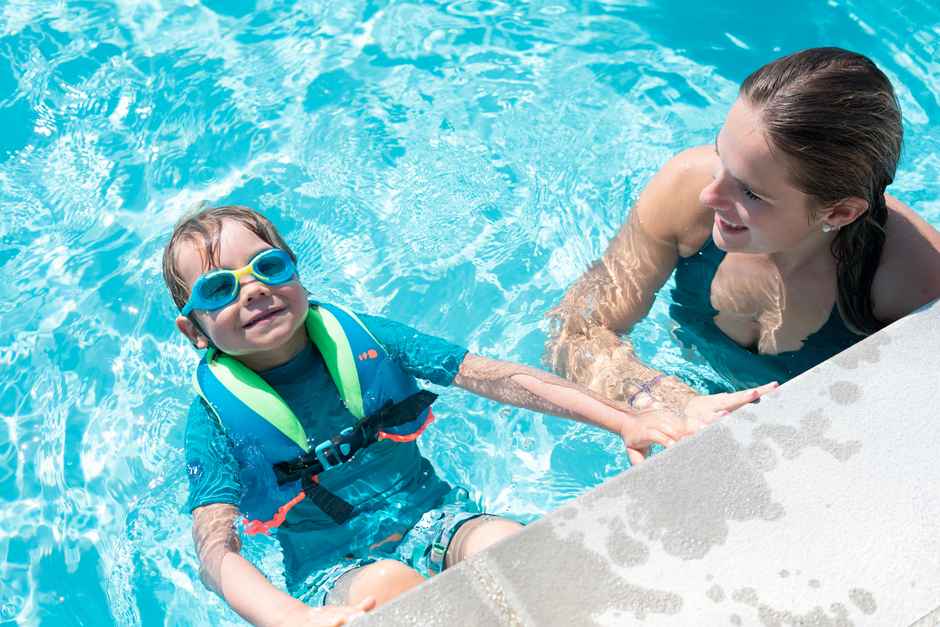 Decathlon Nabaiji Kids UV Protection Anti Fogging Swimming Goggles | Blue Yellow