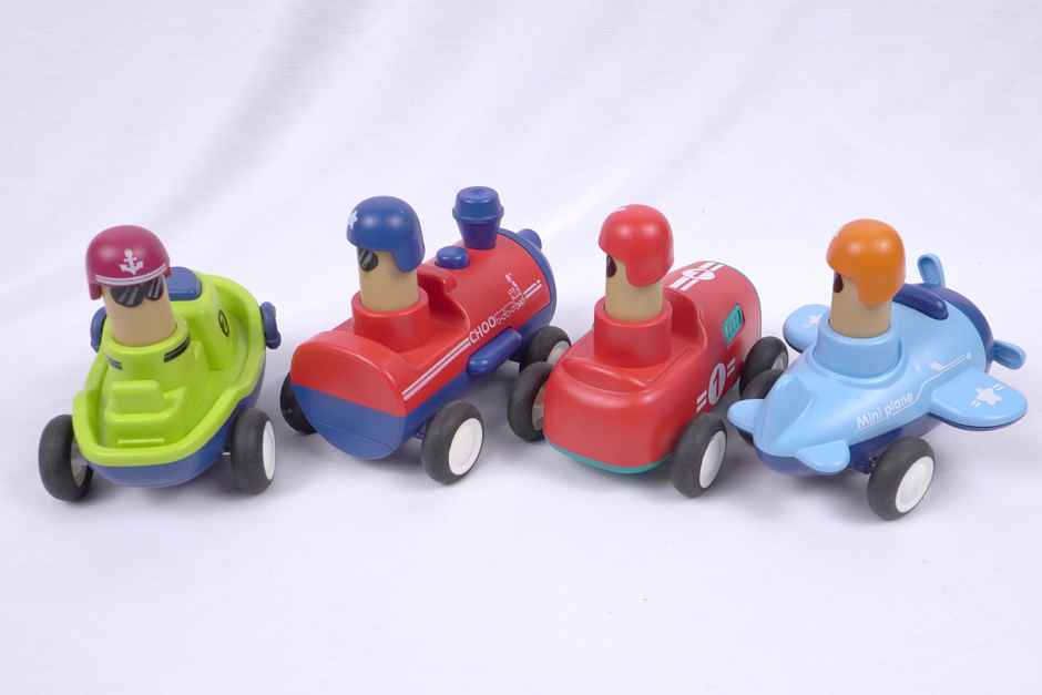 Toyshine Pack of 4 Toy Cars Push and Go Play Set Powered Car Transport Tools Gifts Set