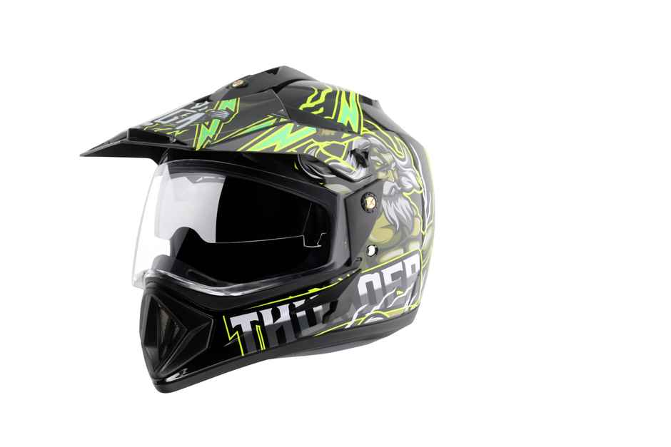 Vega Off Road D/V Thunder Lightweight Full Helmet- Black Green - L