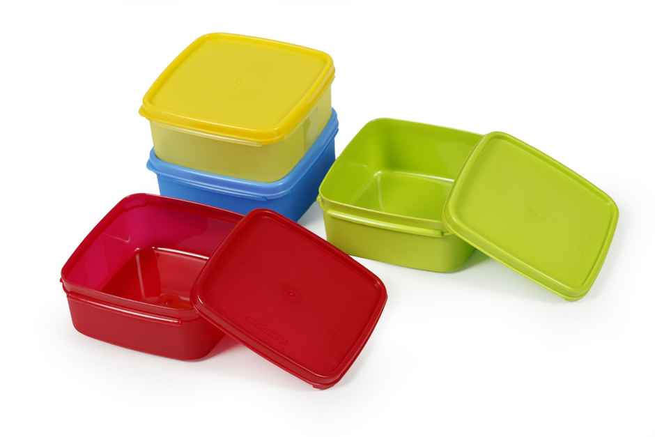 Varmora V Fresh Plastic Utility Storage Container- 250 ml- Set of 4 - Airtight- Assorted Colour