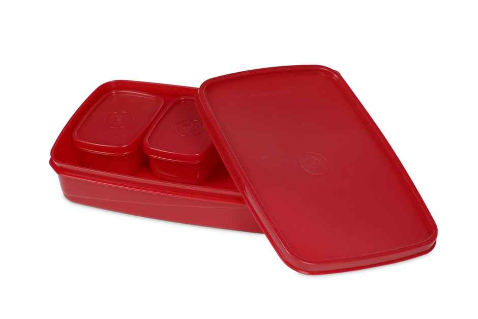 Varmora Fresh Bite Kids Lunch Box - Raspberry Pink - (1000ml-1pc. And 100 ml- 2 pcs.)