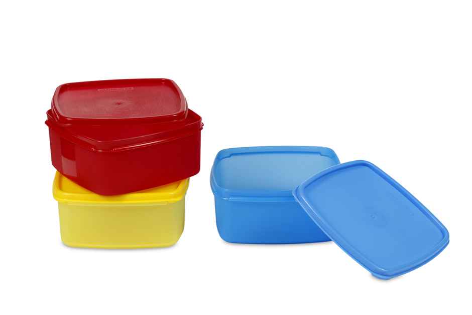Varmora V Fresh Plastic Utility Storage Container- 1000 ml- Set of 3 - Airtight- Assorted Colour