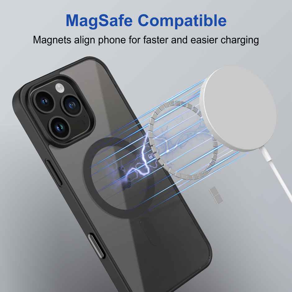Zapcase Back Cover For Apple Iphone 16 Pro (MagSafe-Black)