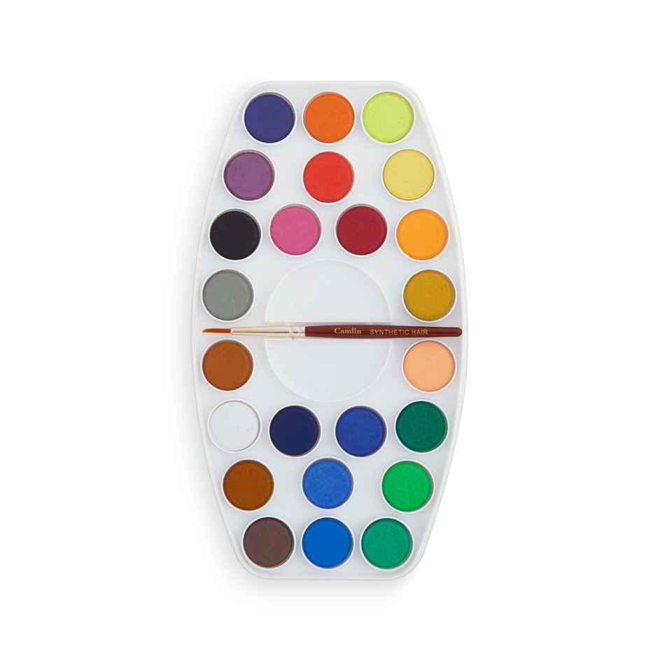 Camel Student Water Colours Assorted Box Of Cakes, 24 Shades With Lens Type Lid