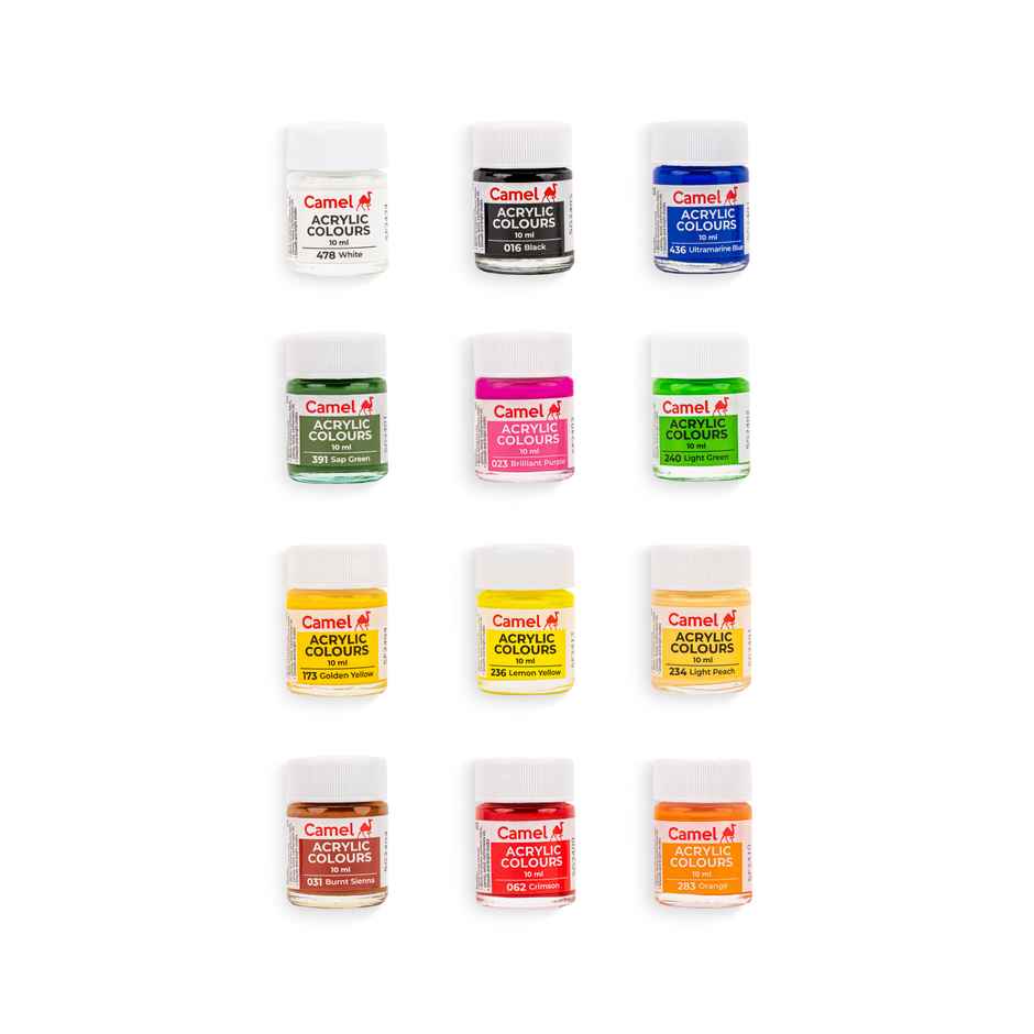 Camel Acrylic Ultra Color - 10Ml Each, 12 Shades