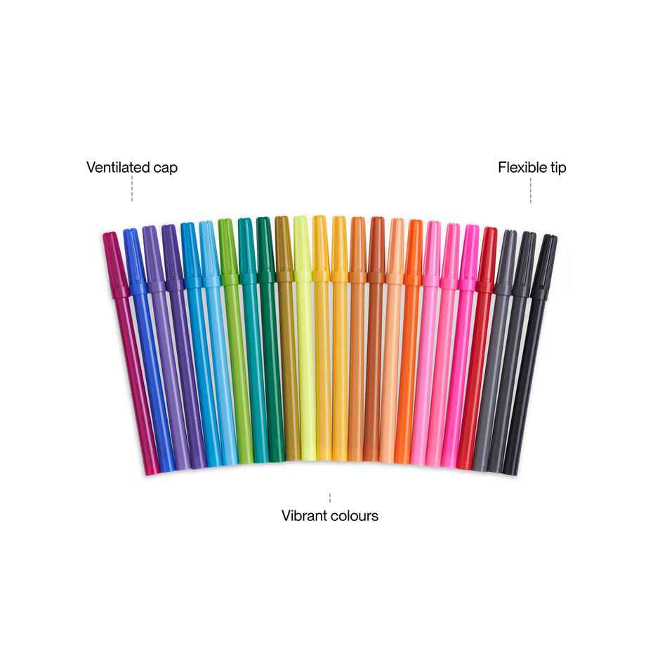 Camel Sketch Pens 24 Shades With Stencil | Smooth Coloring