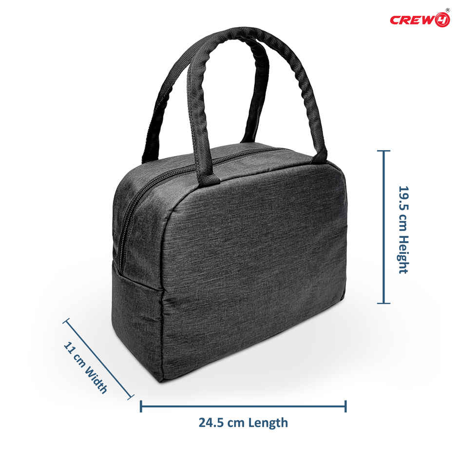 CREW4 Insulated Travel Lunch/Tiffin/Storage Bag For Office, College & School | Black