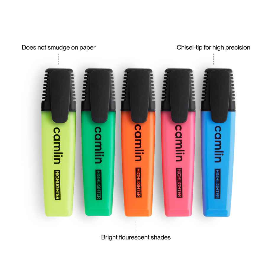 Camlin Highlighters Assorted Pouch Of 5 Shades