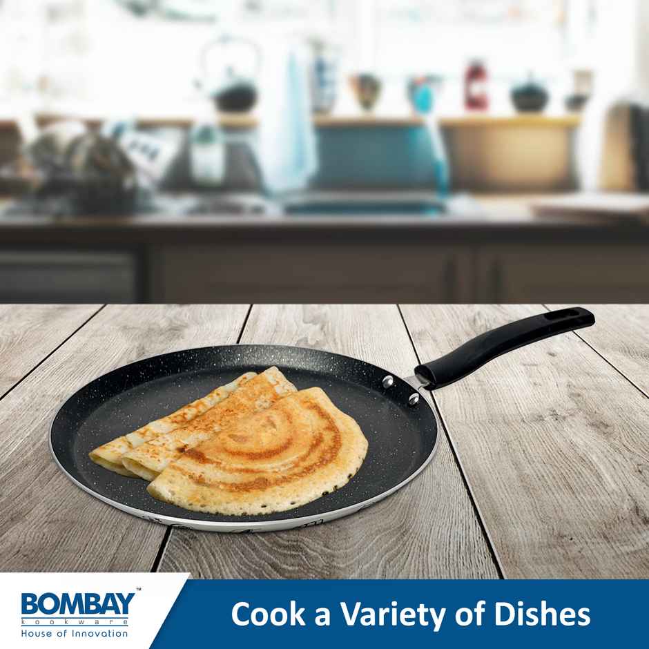 Bombay Kookware Kala Kruti 2Pcs Set- Fry Pan (24 Cm) And Dosa Tawa (27.5 Cm)