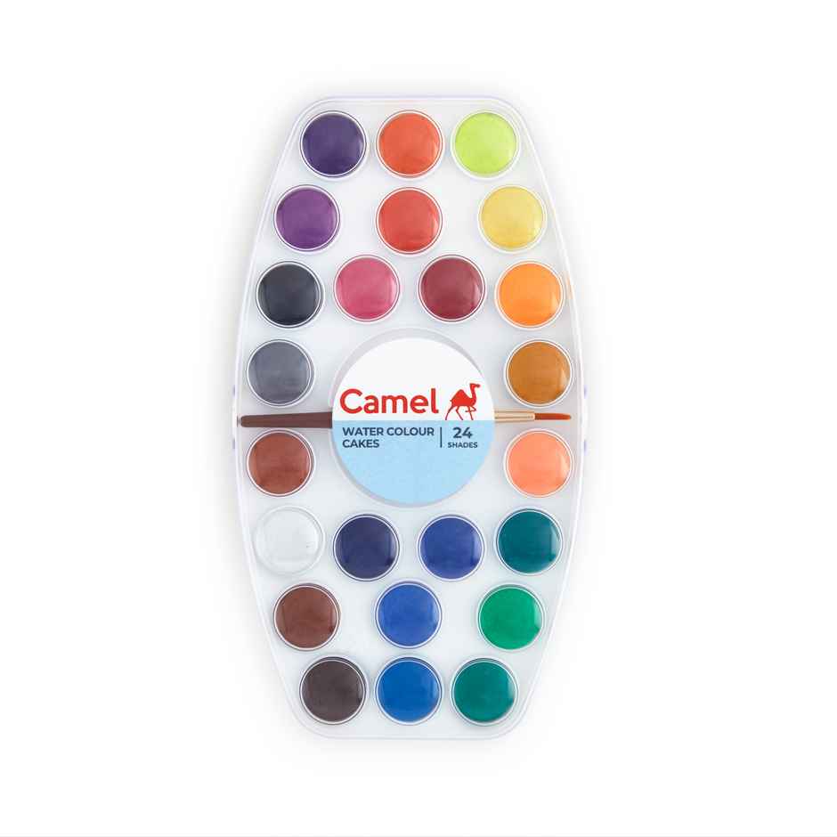 Camel Student Water Colours Assorted Box Of Cakes, 24 Shades With Lens Type Lid