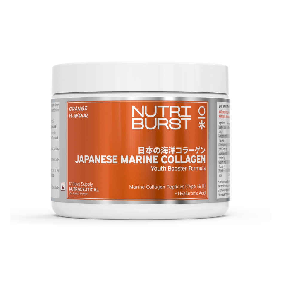 Nutriburst Pure Japanese Marine Collagen Peptides Supplement - Skin | Hair | Nails | Joints | Orange