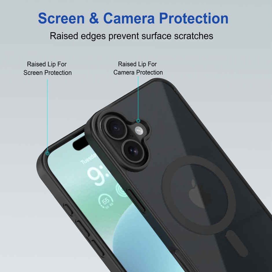 Zapcase Back Cover For Apple Iphone 16 (MagSafe-Black)