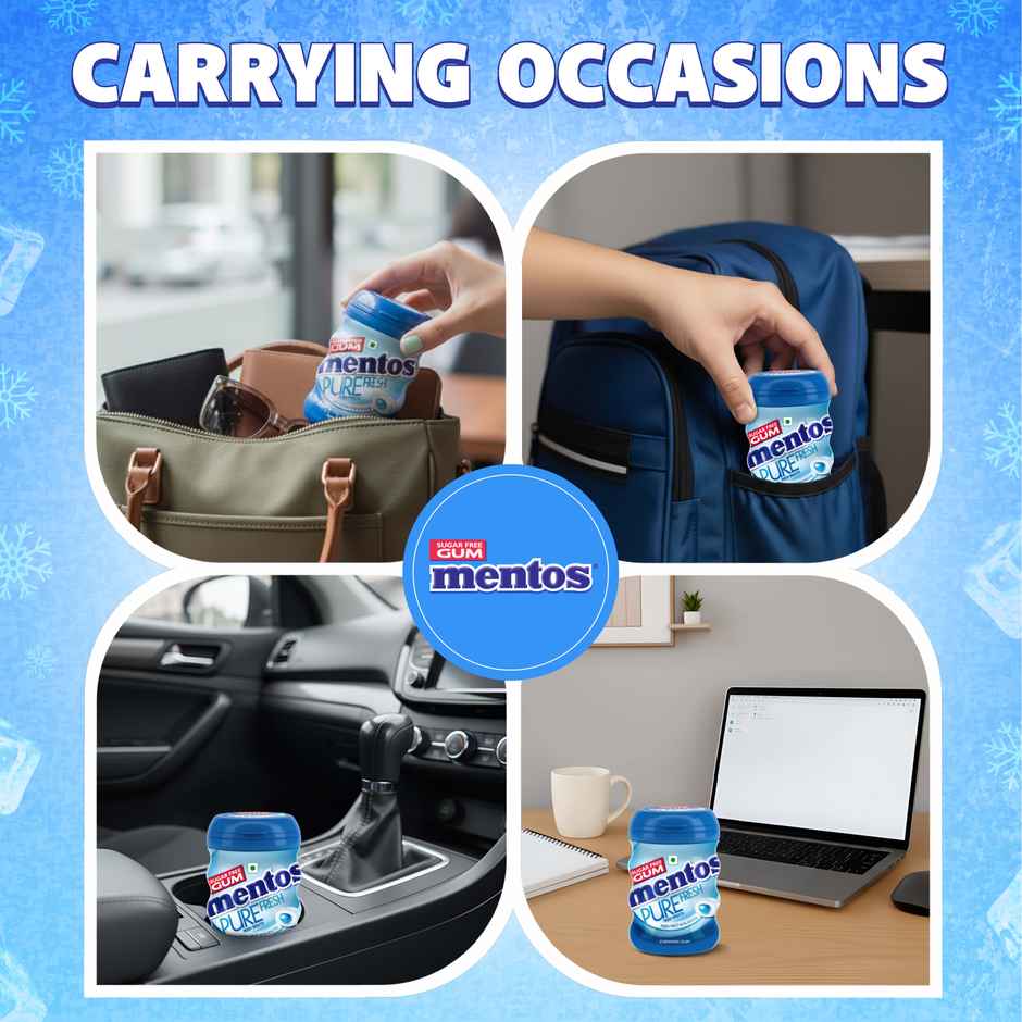 Mentos Pure Fresh Sugarfree Mint Chewing Gum Bottle Combo 