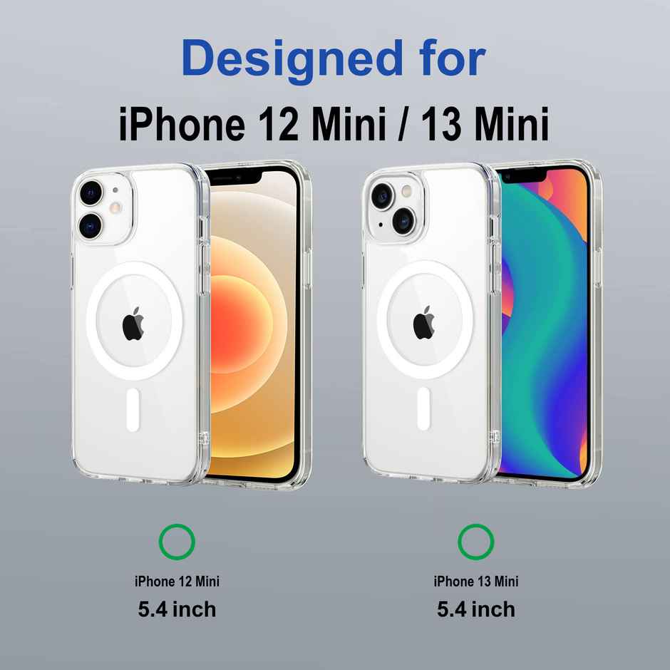 Zapcase Back Cover for Apple iPhone 12 Mini | Apple iPhone 13 Mini | MagSafe-Clear
