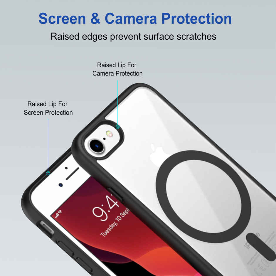 Zapcase Back Cover for Apple iPhone 7 | Apple iPhone 8 | Apple iPhone SE 2020 | MagSafe-Black