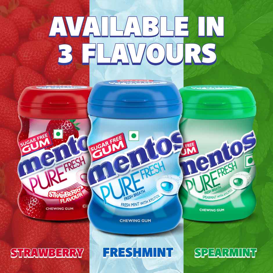 Mentos Pure Fresh Sugarfree Strawberry Chewing Gum Bottle