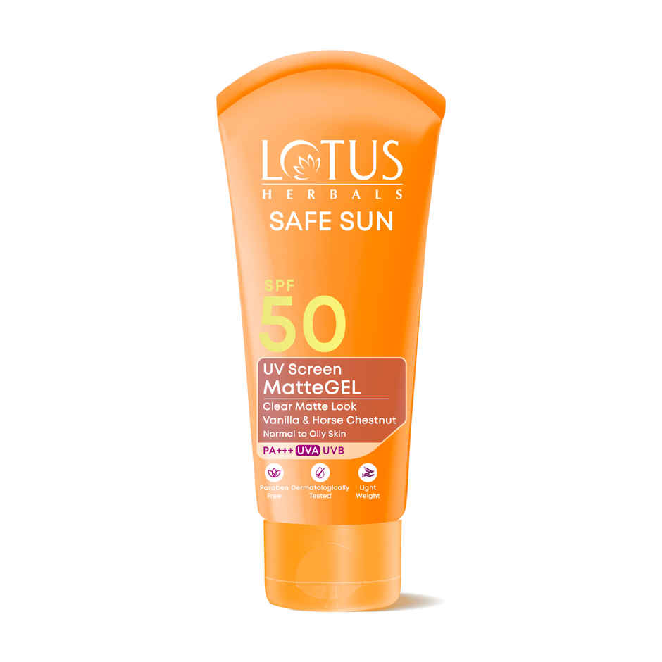 Lotus Herbals Safe Sun Uv Screen Mattegel Ultra Soothing Sunscreen PA+++ SPF 50 Matte Look Oil Control For Normal to Oily Skin