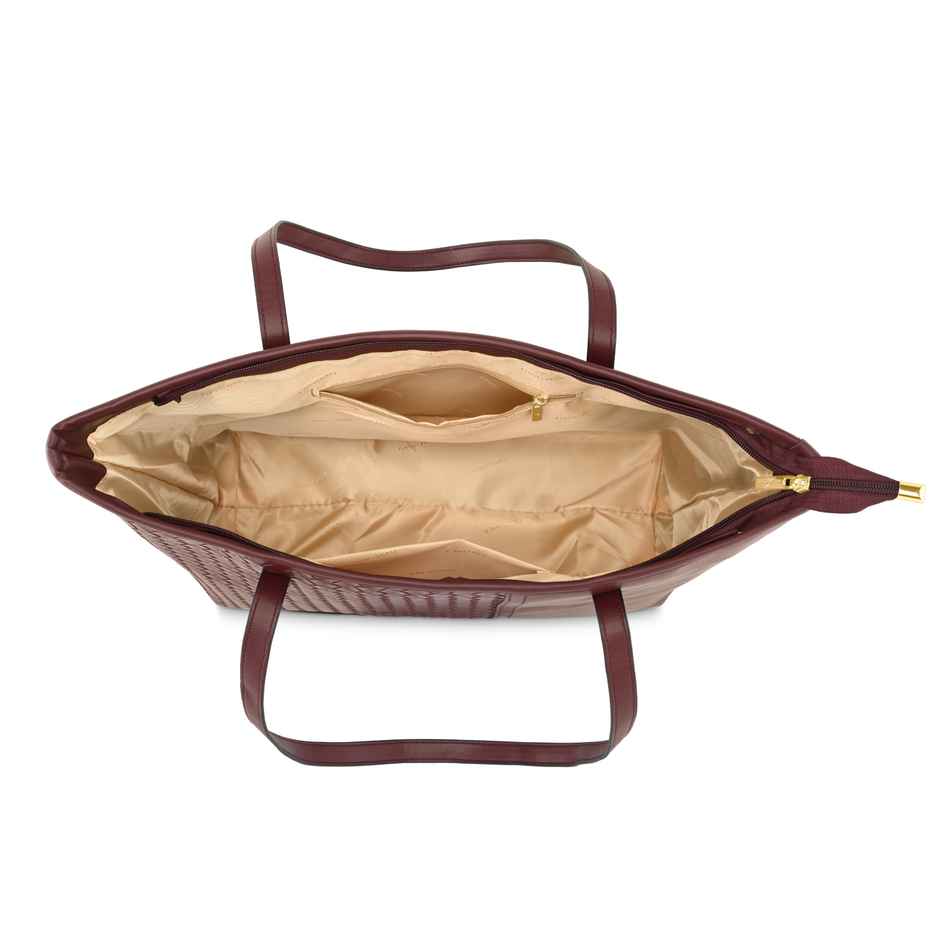 Fastrack Women's Textured Tote Bag | Burgundy