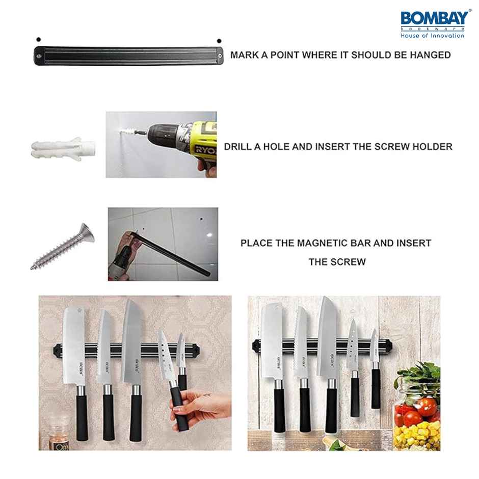 Wall Mount Magnetic Strip for Knife | Scissor | Kitchen Tools | Magnet Knife Holder | 33 Cm