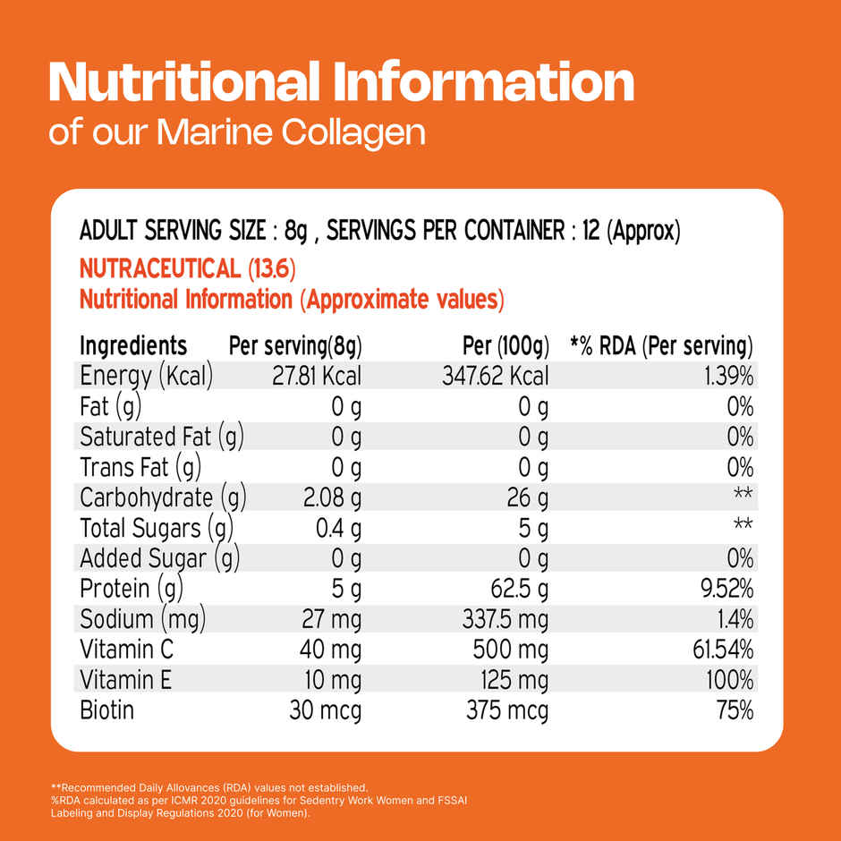 Nutriburst Pure Japanese Marine Collagen Peptides Supplement - Skin | Hair | Nails | Joints | Orange