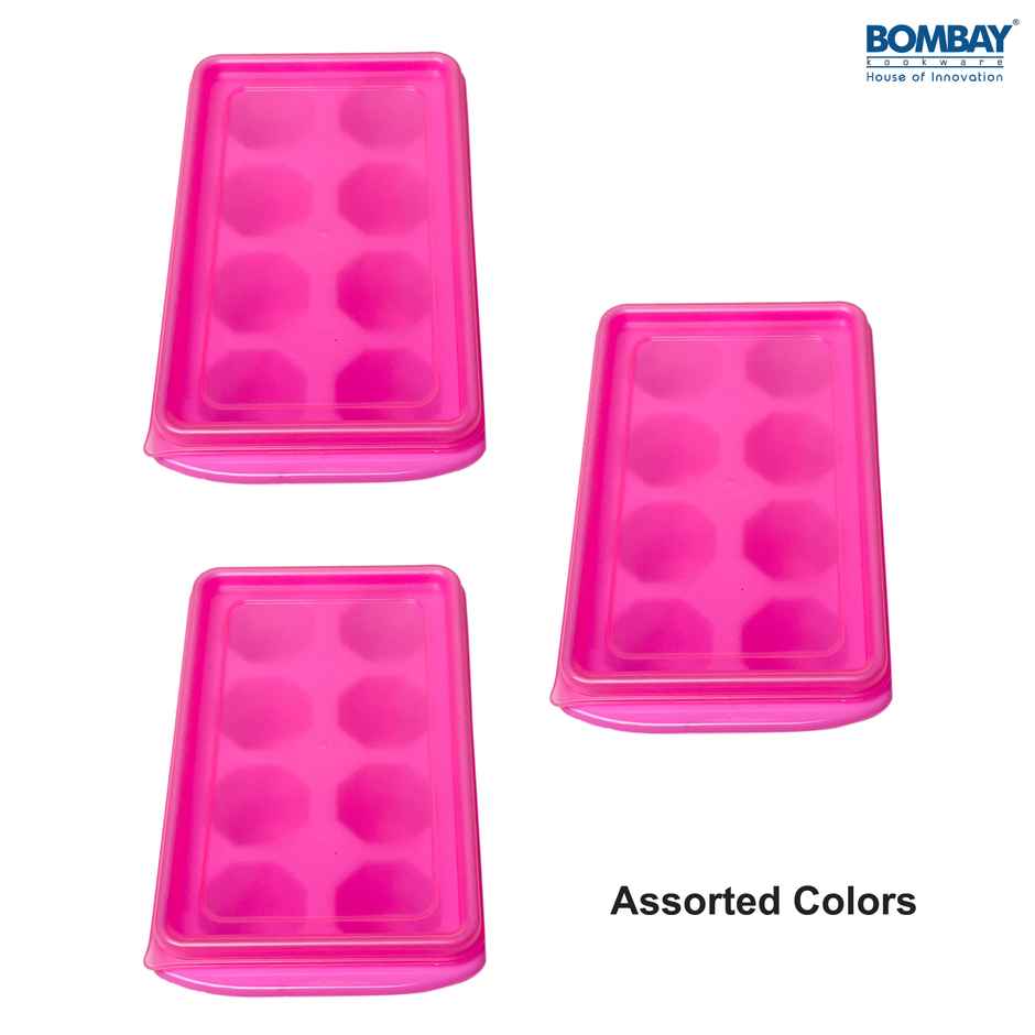 Bombay Kookware Ice Cube tray with Removable lid Plastic | Assorted