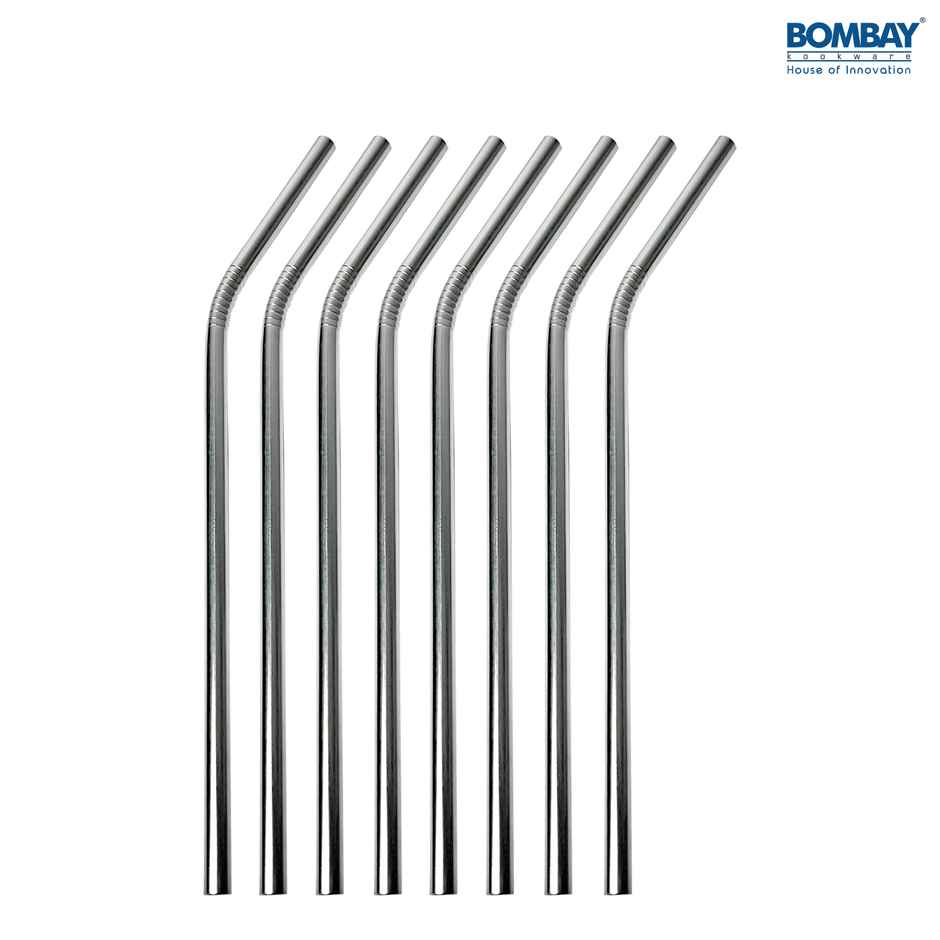 Reusable Stainless Steel Straws for Drinking Water, Juice, Wine, etc. - Pack of 8