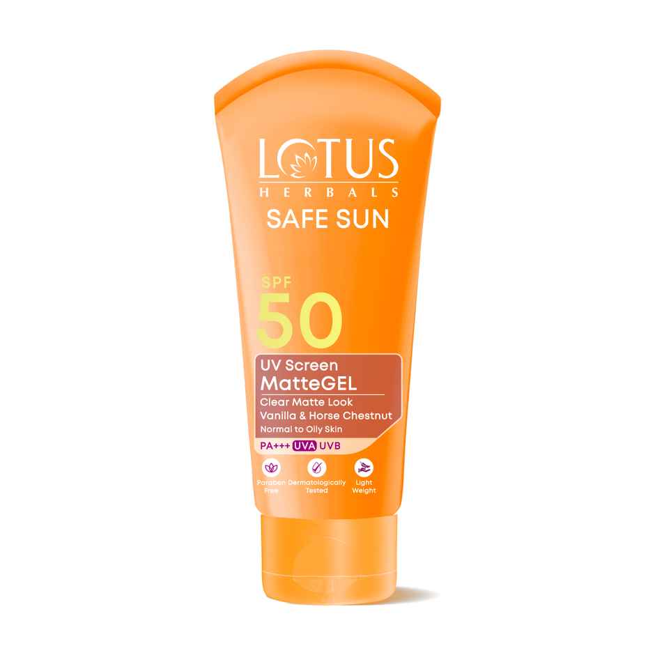 Lotus Herbals Safe Sun Uv Screen Mattegel Ultra Soothing Sunscreen PA+++ SPF 50 Matte Look Oil Control For Normal to Oily Skin