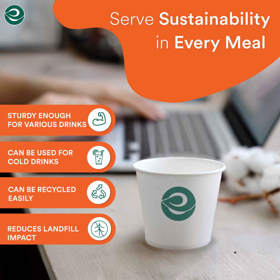 Disposable Cup Glass | 120 ml | 50 Count | Eco Soul