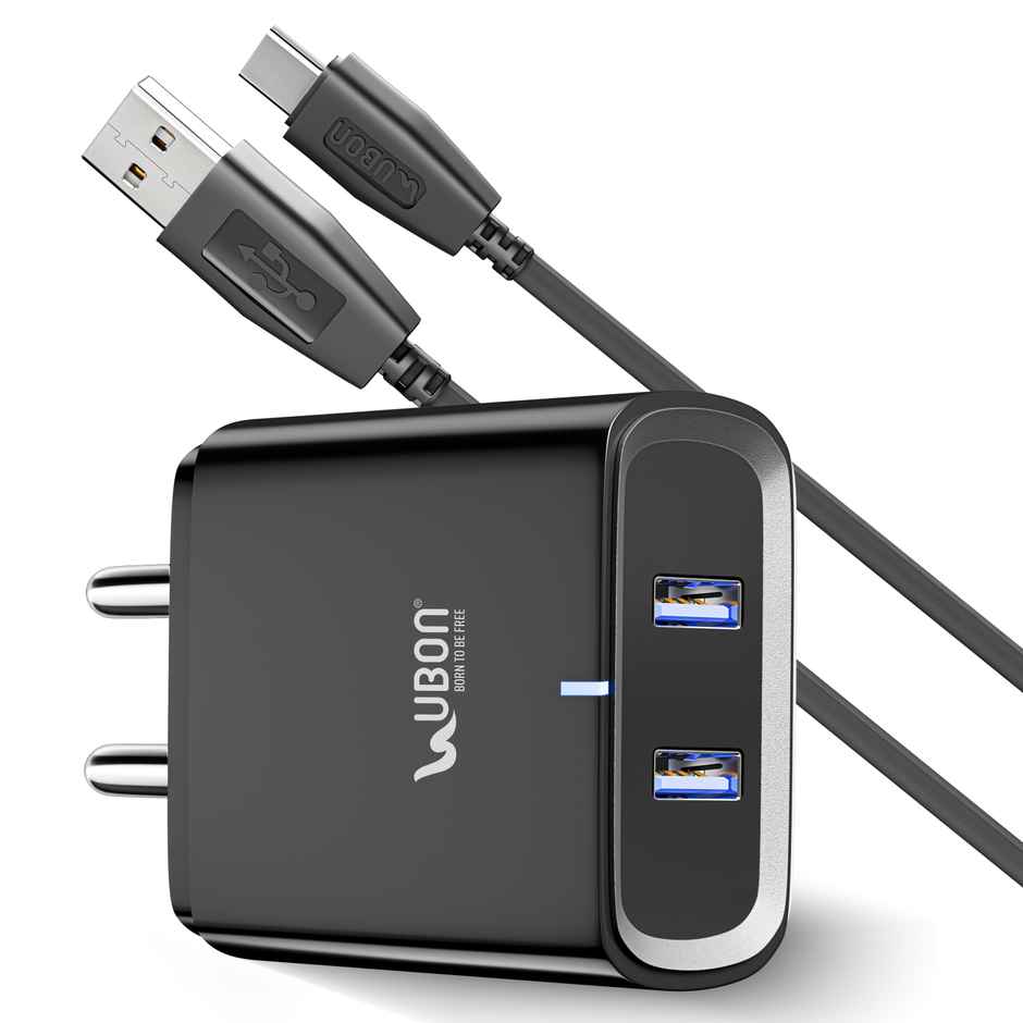 UBON 15W Fast Charging | Dual USB Ports | TYP C Cable Included
