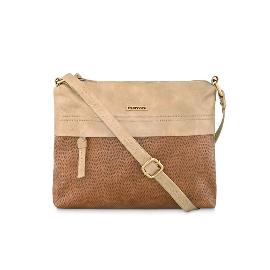 Fastrack Women's Textured Sling Bag | Tan Brown