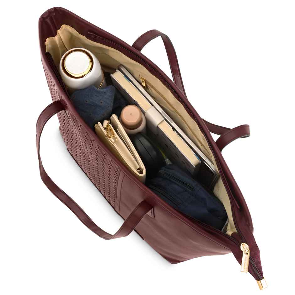 Fastrack Women's Textured Tote Bag | Burgundy