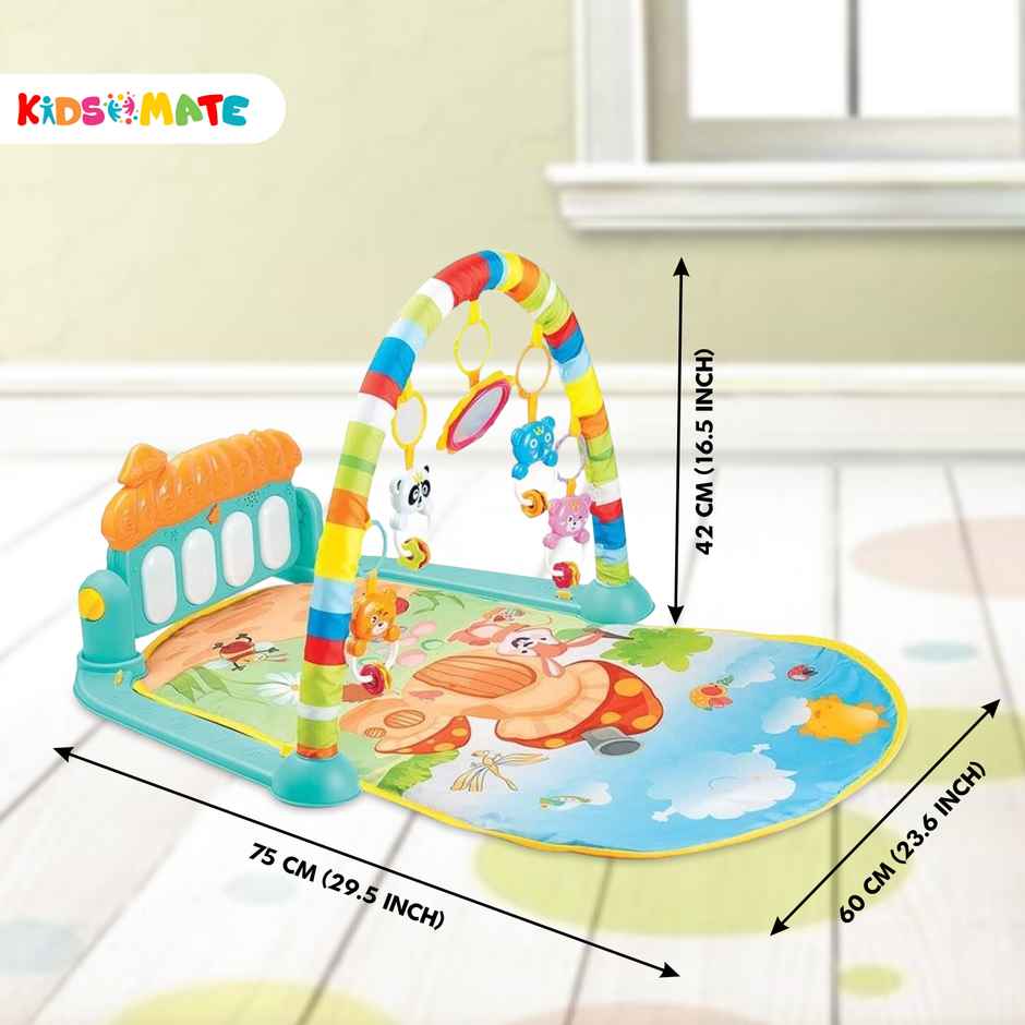 Kidsmate Piano Play Gym Mat with Lights & Toys - Baby Play Mat for 0-3Y - Sea Green