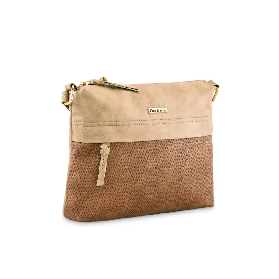 Fastrack Women's Textured Sling Bag | Tan Brown