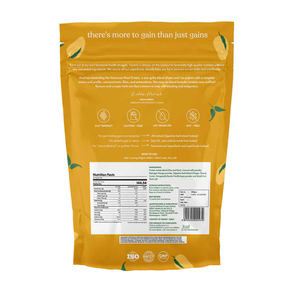 Cosmix No Nonense Plant Protein Ratnagiri Mango
