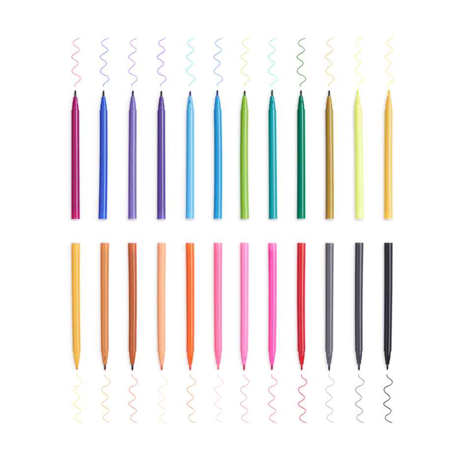 Camel Sketch Pens 24 Shades With Stencil | Smooth Coloring