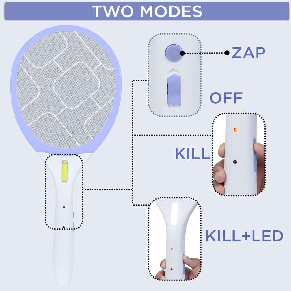 Killato Weird Wolf Rechargeable Electric Fly Swatter Mosquito Racket Bat | Purple